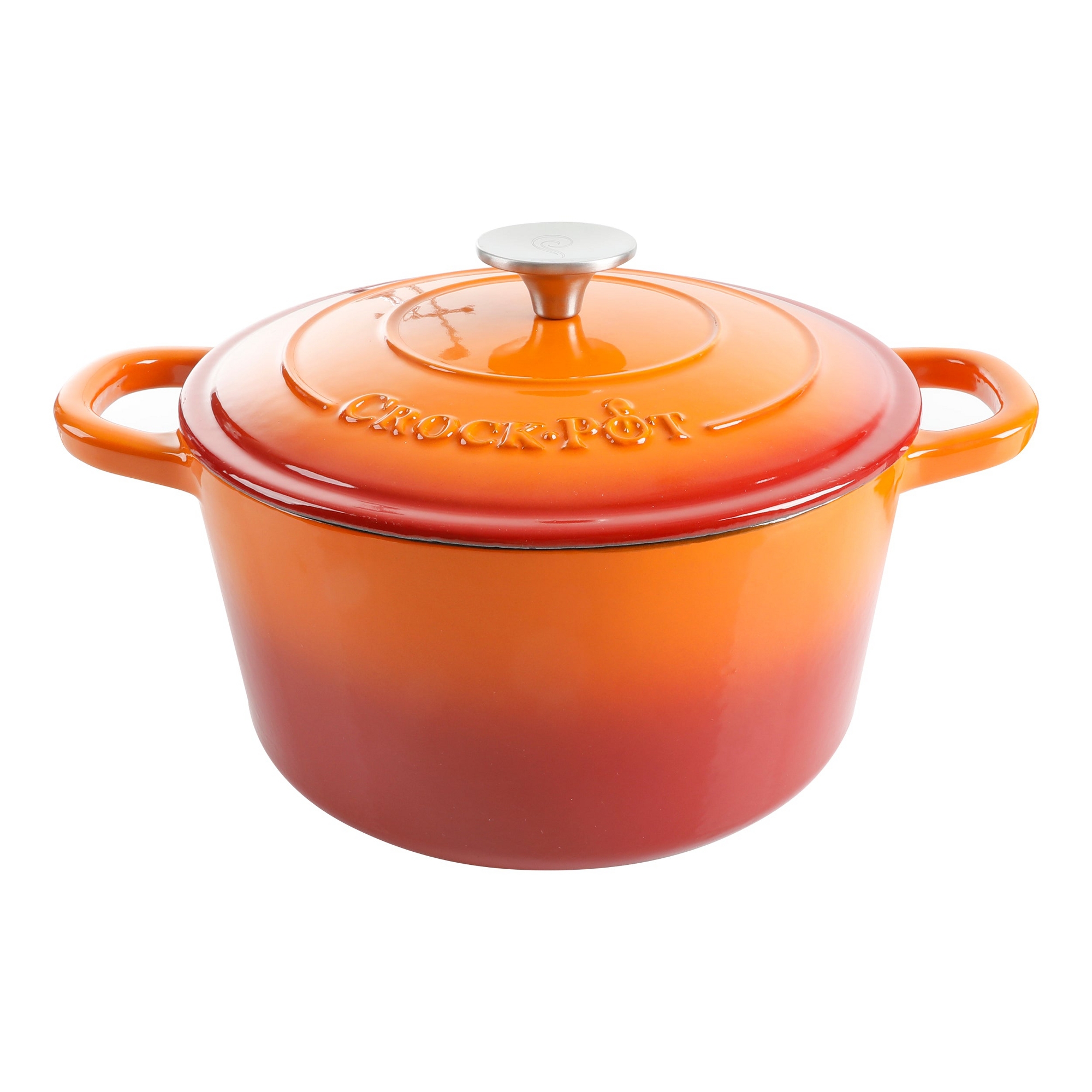 Crock Pot Artisan 5Qt Dutch Oven with Lid - Enamel - Cast Iron - Sunset Orange