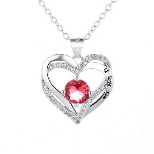 18K White Gold Birthstone "I Love you" Pendant Necklaces - 1 of 1