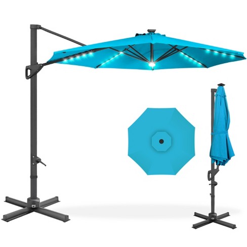Best Choice Products 10ft 360-degree Solar Led Cantilever Patio Umbrella,  Outdoor Hanging Shade W/ Lights - Sky Blue : Target
