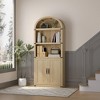 71.65in 5 Tier Arched Bookcase Book Shelf with Doors,Tall Display Bookshelf Cabinet with Storage,Open Bookcases for Home Office, Living Room - 2 of 4