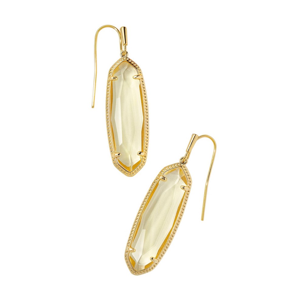 Kendra Scott Eleanor Clear Glass 14K Gold Over Brass Small Drop Earrings - Pale Yellow -  89609113