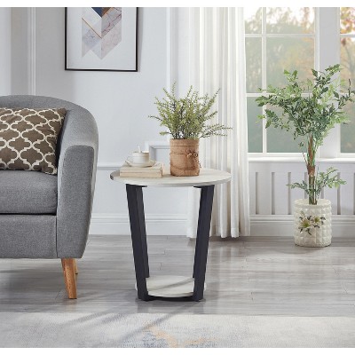 Vynxaria  Contemporary Round End Table - Stylish Durable with Shelf for Living Room Bedroom