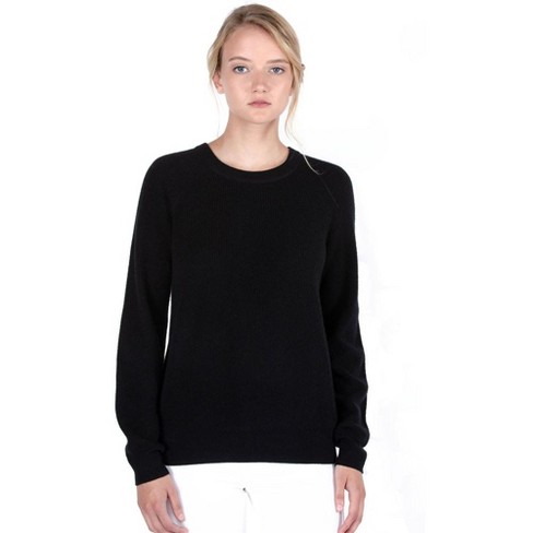 Jennie Liu Women's 100% Pure Cashmere Extra Cozy Thermal Raglan Crew ...