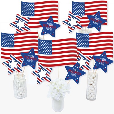 Big Dot of Happiness 4th of July - Independence Day Centerpiece Sticks - Table Toppers - Set of 15