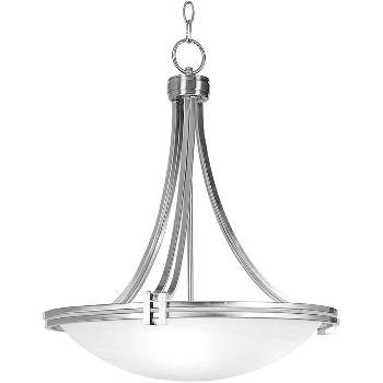 Possini Euro Design Deco Brushed Nickel Pendant Chandelier 21 1/2" Wide Modern White Marbled Bowl Glass 3-Light Fixture for Dining Room Kitchen Island