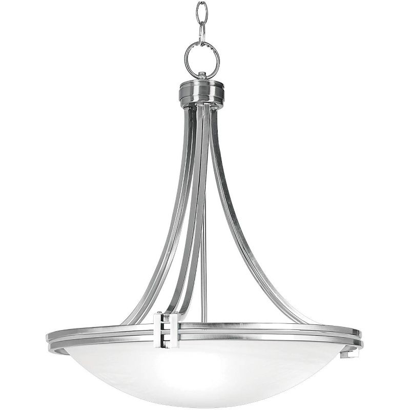 Possini Euro Design Deco Brushed Nickel Pendant Chandelier 21 1/2" Wide Modern White Marbled Bowl Glass 3-Light Fixture for Dining Room Kitchen Island, 1 of 10