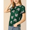 Allegra K Women's Cat Contrast Cartoon Print Tee Casual Summer T-Shirt - 2 of 4