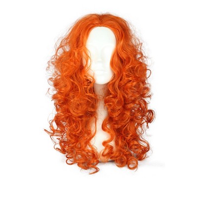 Unique Bargains Women s Halloween Curly Wigs 22 Orange With Wig Cap Target