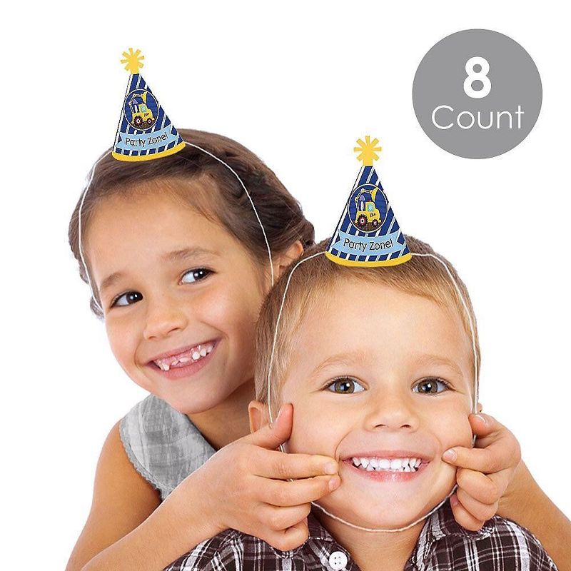 Big Dot of Happiness Construction Truck - Mini Cone Baby Shower or Birthday Party Hats - Small Little Party Hats - Set of 8, 2 of 9