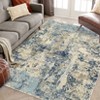 Extra Large 10' x 13' Washable Area Rug – Modern Distressed, Low Pile, Non‑Slip Backing – Cream/Blue - 3 of 4