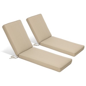 Aoodor 72 x 21 x 3 Inches Patio Chaise Lounger Cushions, Olefin Fabric Slipcovers with Sponge Foam, Set of 2 - 1 of 4