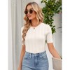 Womens Knit Shirts Slim Fit Sweater Tops Short Sleeve Round Neck Tops - 4 of 4