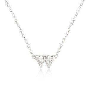 Slickblue 16" Adjustable Rhodium Initial Necklace, Pave Set Cubic Zirconia, Choose from f/v/w/z Letters - 1 of 3