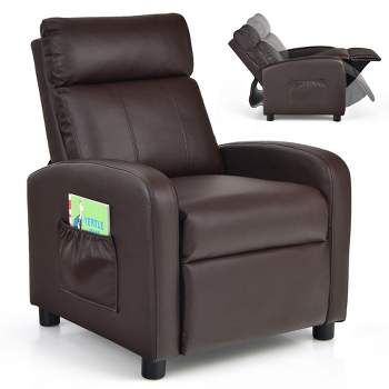 Tangkula Kids Recliner Chair Adjustable Leather Sofa Armchair w/ Footrest Side Pocket