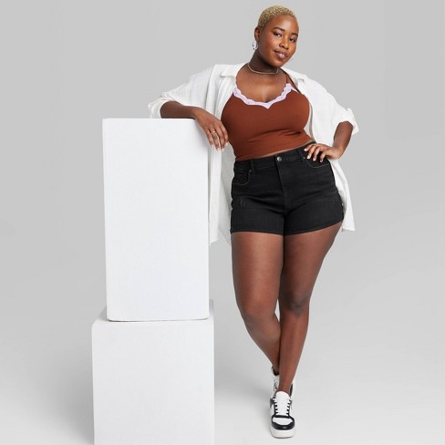 White denim 2025 shorts plus size