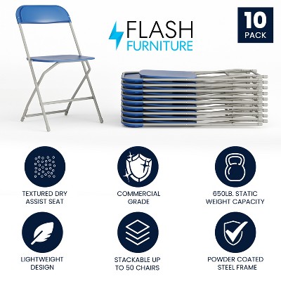 Contemporary Gray Steel Folding Chair 10-Pack for Events