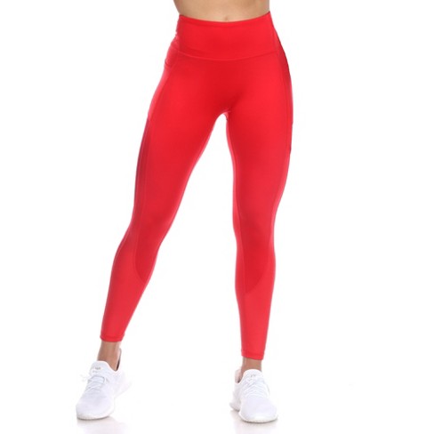Women's High-waist Mesh Fitness Leggings Red Small - White Mark