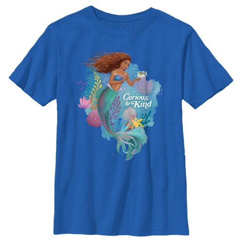 Boy's The Little Mermaid Ariel Curious & Kind T-shirt - Royal Blue ...