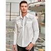 Men's Cowboy Shirt Western Floral Embroidered Casual Button Down Long Sleeve Shirts with Pockets - 3 of 4