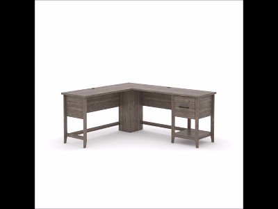 Pebble Pine L-Shaped Computer Desk with Drawer and Filing Cabinet