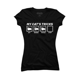 Junior's Design By Humans My Cat Tricks By T-Shirt - 1 of 2
