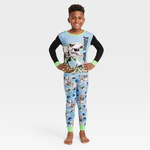 Boys' Jurassic World 2pc Snug Fit Pajama Set With Slippers - Black/blue  Denim : Target