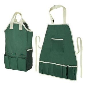 Unique Bargains Oxford Cloth Garden Multi-Purpose Gardening Apron & Tool Bag with Pockets Green 1 Pc - 1 of 4