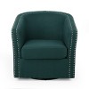 Swivel Barrel Accent Chair,31.25" Linen Upholstered Club Chair with Nailhead Trim for Living Room,Bedroom,Office-Baofuwish - 3 of 4