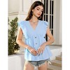 Women's Sleeveless Ruffle V-Neck Blouse - Button-Front Peplum Top with Flowy Fit - 4 of 4