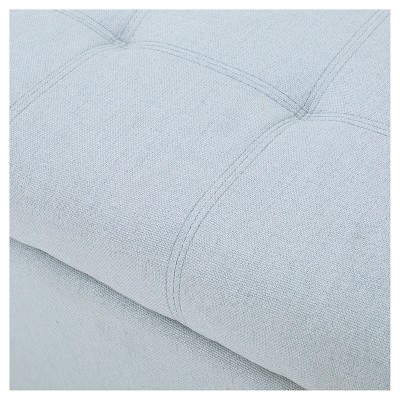 Light Sky Blue Tufted Upholstered Storage Ottoman Bench