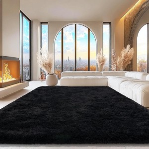 LOVEVOOK Large Area Rugs for Living Room Bedroom, 10x14 Feet Black Fluffy Shag Rugs, Modern Indoor Floor Carpet for Home Decor Aesthetic - 1 of 4