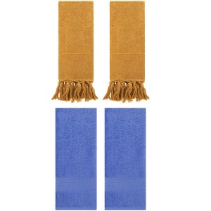 REGALWOVEN 4 Packs Solid Textured and Tassels Soft Absorbent Decorative Hand Towel - 1 of 4