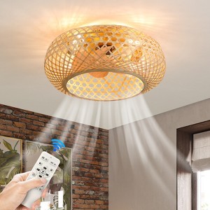 Gulches 20" Rustic Style Bamboo Woven Ceiling Fan with Lights - 1 of 4