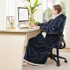 FAAYFIAN Long Faux Shearlin Wearable Blanket Hoodie for Women with Belt, Oversized Hoodie Blanket with Hood & Pocket, Cozy Winter Loungewear - 3 of 4