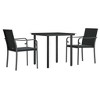 vidaXL 3 Piece Patio Dining Set with Cushions Poly Rattan and Steel - 3 of 4