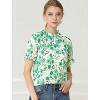INSPIRE CHIC Women's Ruffled Short Sleeve Floral Mock Neck Summer Top - 3 of 4