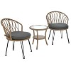 Whisen Outdoor Leisure Set, 2 Rattan Single Chairs with A Glass Round Table, Perfectly Suited for Patios, Balconies, and Courtyards - 4 of 4