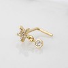 Jewelry Avalanche 20G 14K Gold L-Shape Flower Nose Stud – Dangling Bezel Set CZ Nose Jewelry - 2 of 4