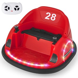 Costway 12V Electric 360° Spin Car Toy Ride on Bumper Car for Toddlers with Remote Control Light Blue/Pink/Red/Purple - 1 of 4