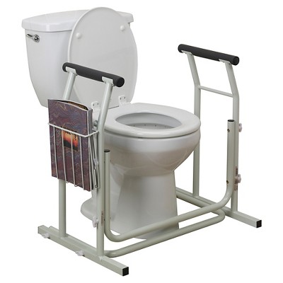 White Aluminum Stand Alone Toilet Safety Rail with Padded Handles