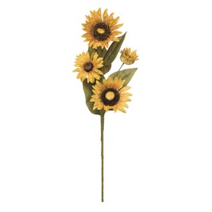 Transpac Fabric/Canvas 25" Yellow Spring Jumbo Sunflower Spray - 1 of 2