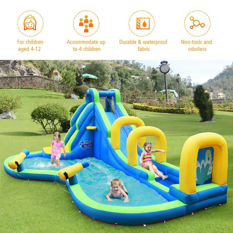 Costway Inflatable Water Slide Kids Bounce House Castle Splash Pool Without Blower, 5 of 11