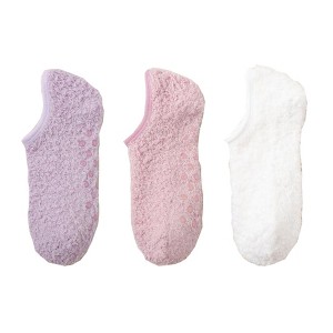 Anna-Kaci Women's 3-Pack Fuzzy Grip Socks Low Cut Non-Slip Soft Lounge Slipper Socks - 1 of 4