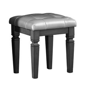 Sapphtopaz Modern Glam Ottoman Stool with PU Upholstered Square Small Vanity Stool with Wood Frame Foot Stool for Living Room, Entryway - 1 of 4