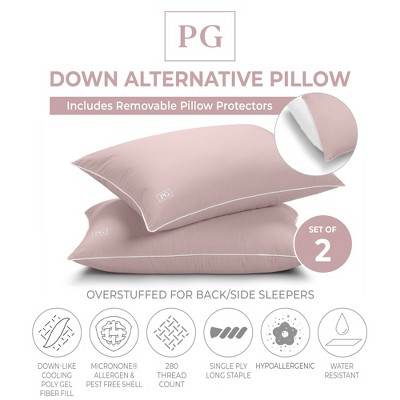 Standard/Queen Pink Hypoallergenic Polyester Side/Back Sleeper Pillow Set