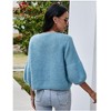 Coolmee Women's Furry Cropped Cardigan 3/4 Long Sleeve V-Neck Button Down Loose Casual Knit Sweater Tops - 2 of 4