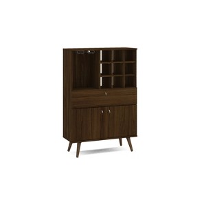 Salamanca Bar Cabinet Dark Brown - Polifurniture: Mid-Century Buffet, Stemware Racks, Wood Legs - 1 of 4