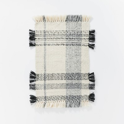 2'1"x3'2" Laurelhurst Indoor/Outdoor Plaid Rug Black/White - Threshold™ designed with Studio McGee