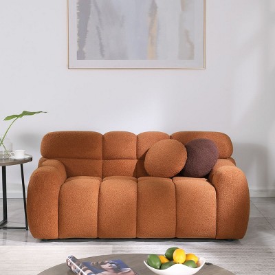 65"Cloud Couches,Lounge Sofa,Boucle Sofa With Square Arms,Loveseat Sofa,Marshmallow Sofa With Wooden Frame,Soft Sofa Furniture-Cuddlewood