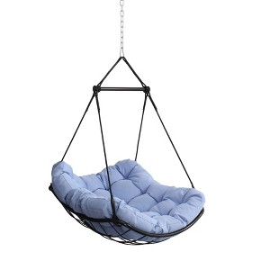 Gulches Hammocks: Deluxe Hanging Chair with Cushion, Blue Finish - 1 of 4